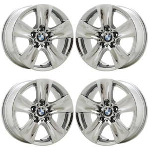 17" BMW 528 535 550 640 650 Bright Chrome wheels rims OEM set 71402 EXCHANGE - Picture 1 of 8