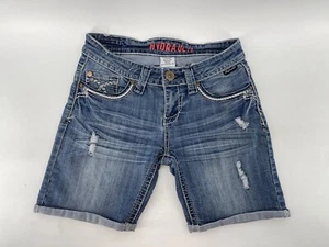 Hydraulic Stretch Cuffed Shorts Womens Size 5 / 6 Low Rise Blue 26” Waist Denim - Picture 1 of 8