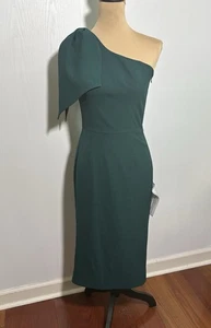 Vestido midi DRESS THE POBLATION para mujer pequeño verde Tiffany lazo de un hombro nuevo - Imagen 1 de 17