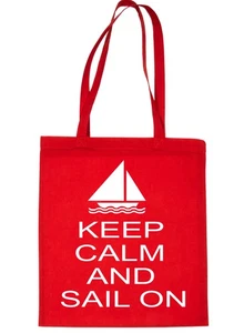 Keep Calm & Sail On Sailing Yatching Shopping Tote Bag Ladies Gift - Picture 1 of 5