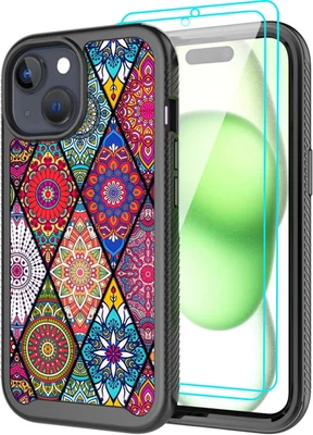 Rugged Cover For Apple iPhone 15 Heavy Duty Shockproof Bumper Screen Protectors - Image 1 of 4