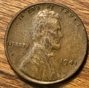 1941 Lincoln Wheat Cent Monster Woody Holzmaserung unsachgemäße Legierung Mischung Fehlermünze - Bild 1 von 4