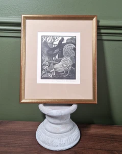 L.R Blackman Original Signed Print Lithograph Artwork ''Chickens'' Framed - Picture 1 of 11