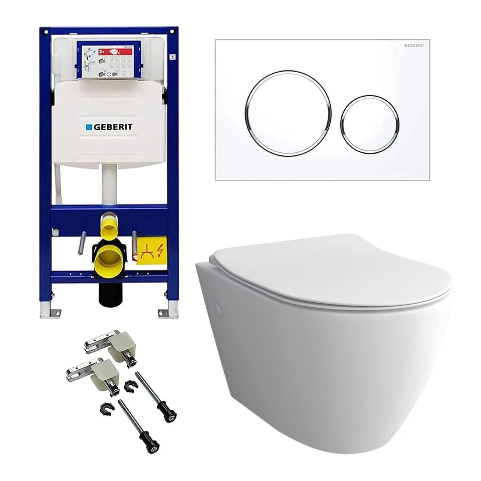 Spülrandloses Wand WC Hänge WC Set | Geberit Spülkasten Toiletten Komplett Sets  - Bild 1 von 4