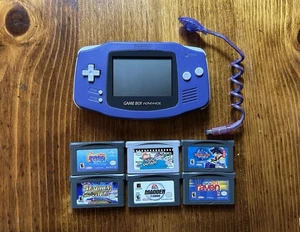 Nintendo Game Boy Advance Indigo Lote 6 Juegos y Nyko Gusano Luz Probado GBA Púrpura - Imagen 1 de 17