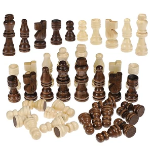 Piezas de ajedrez de madera clásicas negras blancas juguetes interactivos de ajedrez - Imagen 1 de 12