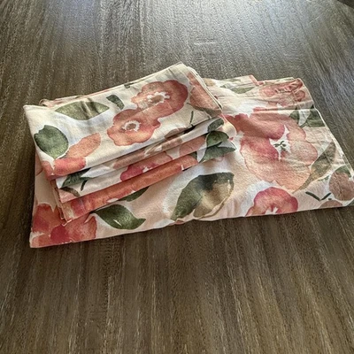 Sur La Juego de Servilletas Mantel Floral Algodón Primavera Rosa Verde Flores Foto 1 de 4