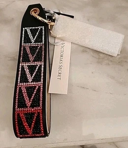 Victoria’s Secret Multicolor Rhinestone V Logo Wristlet Strap Keychain NWT - Picture 1 of 5