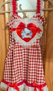 Vestido de encaje Hello Kitty rojo gingham para mujer adulta tallas. Se adapta a S/M - Imagen 1 de 6