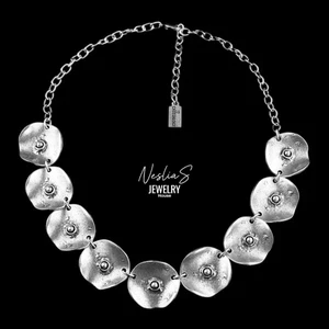 Perlen Muschel Kette Damen, Antik Silber Halskette, Mittelalter Statement - Picture 1 of 10