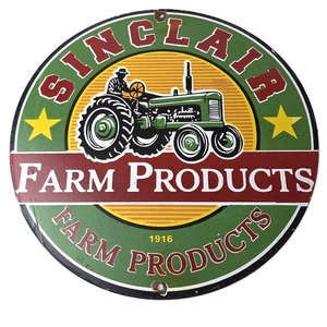 Vintage Sinclair Farm Products Schild - Traktor Scheune Zapfsäule Porzellanschild - Bild 1 von 14
