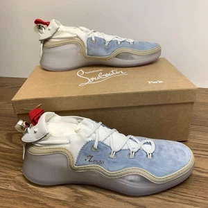 Christian Louboutin CL Studded Arpoador Zinc Blue Suede Sneakers Mens 10 EU 43 - Picture 1 of 13