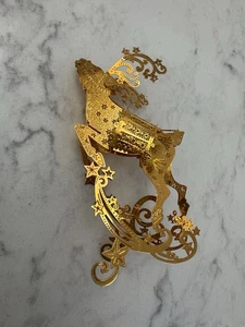 Danbury Mint 2004 Gold Christmas Ornament. Dashing Rentier - Bild 1 von 6