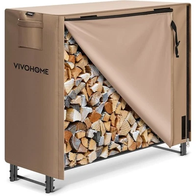 4FT Outdoor Firewood Rack with Cover Heavy Duty Firewood Holder 48''x13.8''x48'' - Image 1 of 4