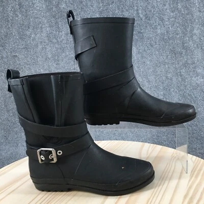 Botas de lavandería sucias para mujer 8 informales a media pantorrilla lluvia informales negras de goma Foto 1 de 4