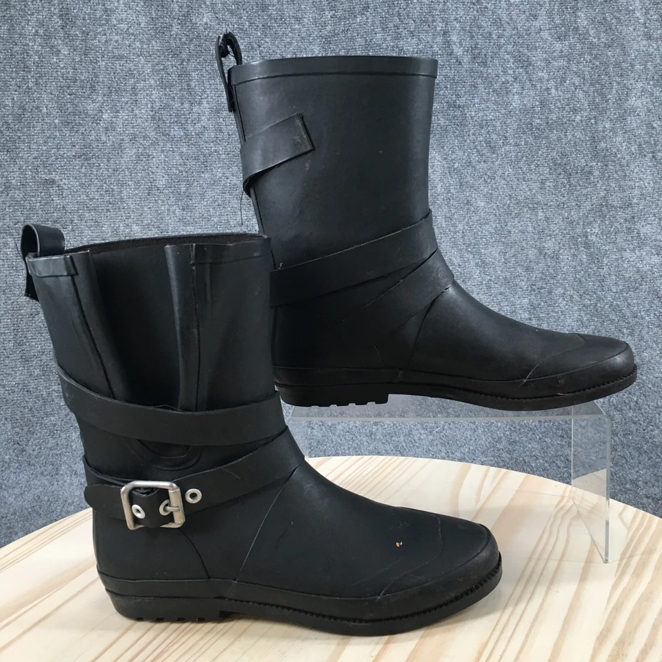 Dirty Laundry Boots Womens 8 Casual Mid Calf Rain Casual Black Rubber Pull On - Image 1 of 4