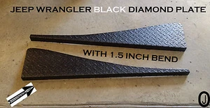 Se adapta a la parte superior del guardabarros con placa de diamante de aluminio negro Jeep Wrangler YJ con curva de 1,5 pulgadas - Imagen 1 de 8