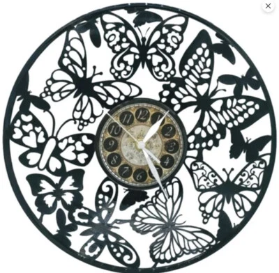 BUTTERFLIES | Vinyl Record Clock | Butterfy Lover Wall Art Gift | FREE SHIPPING - Image 1 of 2
