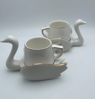 Набор фигурных чашек блюдец в форме лебедя Nordic Creative 3 унции турецкий греческий S/2 C74 - Изображение 1 из 4