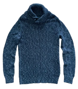 Mens Method Gray Shawl Collar Toggle Button Soft Cotton Chunky Knit Sweater S - Picture 1 of 4
