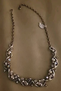 Coro Signed VTG Necklace 18" Adjustable Aurora Borealis Rhinestone Silver-Tone - Picture 1 of 7