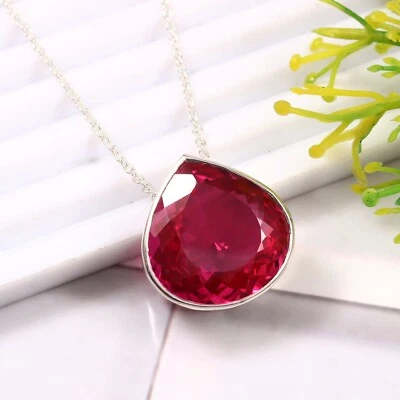 AAA+ Naturale Mozambico Rosso Rubino 925 Pendente Argento Anniversario Regali - Immagine 1 di 4