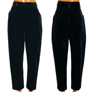 70s Vintage Highwaisted Cotton Velvet Trousers Pants Tapered Leg Ankle Crop. - Picture 1 of 7