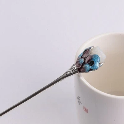 银色中国漂亮海天玉莲花发夹发扣蓝时尚 — 第 1/4 张图片