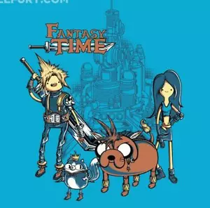 Final Fantasy as Adventure Time Characters Satire Parody Teefury Mens Shirt NEW - Picture 1 of 1