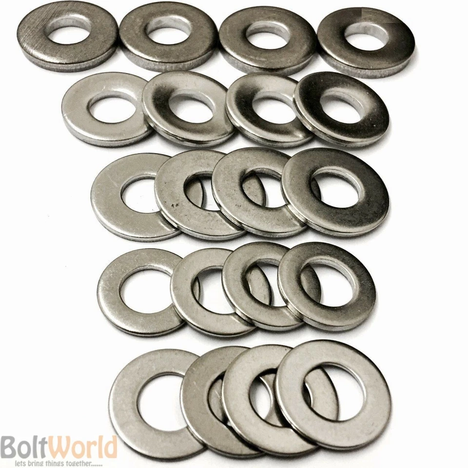 BOLT WORLD A2 & A4 ACERO INOXIDABLE M3 M4 M5 M6 M7 M8 M10 FORMA A B C G Y LAVADORAS PLANAS GRUESAS