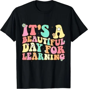 It's Beautiful-Day For Learning Retro Teacher Students Gift Unisex T-Shirt - Picture 1 of 4