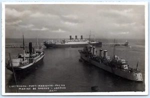 Postal RPPC Beirut Puerto Barcos Mariette Pacha Destructor Francés Verdún B138 - Imagen 1 de 2