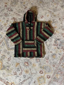Artesanias Mexican Hippy Poncho Hoodie Sweater Pullover Mexico Kids Large - Picture 1 of 9