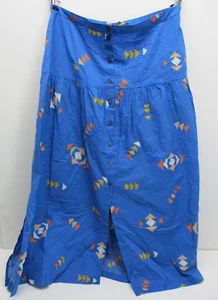 Pendleton Button Aztec Blue Maxi Cotton Skirt side slit light weight size medium - Picture 1 of 7