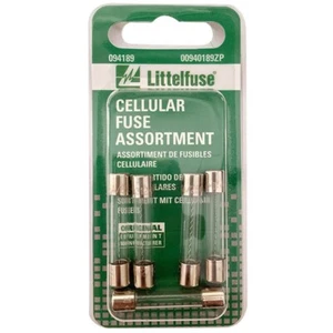 "Paquete de 5 fusibles celulares de vidrio AGC surtidos Littelfuse 094189 1/4"" x 1-1/4" - Imagen 1 de 1