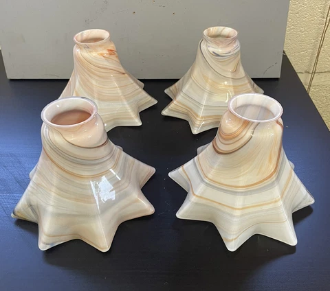 Set Of 4 Vintage Glass Light Shades Chandelier Replacement Shades Set Of 4 Cover