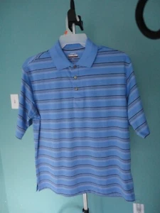 Kirkland Signature Performance Polo, Medium, blau gestreift, Kurzarm - Bild 1 von 3