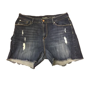 Levi Strauss Signature Women's Jean Shorts Size 18 W34 High-Rise Denim Raw Hem - Picture 1 of 7