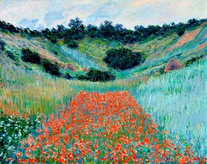 Poppy Field in a Hollow near Giverny A1+ by Claude Monet Quality Canvas Print - Picture 1 of 1