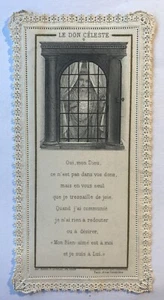 Antigua TARJETA SANTA Vintage Canivet Encaje Regalo Celestial Jesús Dios Letaille Boumard - Imagen 1 de 2
