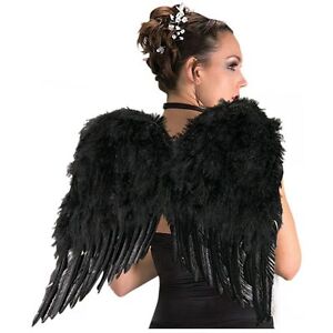 Rubies Deluxe Black Feather Wings Angel Goddess Womens Halloween Costume 1969