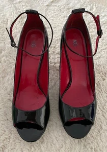 Kurt Geiger 90s 00s Y2K Black patent Leather stiletto high Heel Sandal. UK 6 - Picture 1 of 9
