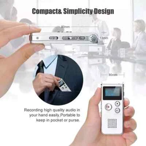8GB Digital Voice Recorder Portable Sound Dictaphone MP3 Player Silver - Picture 1 of 7