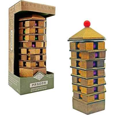 Chinese Pagoda Brain Teaser Puzzle Game 3D Wooden Mind Challenge True Genius 8+ - Image 1 of 4