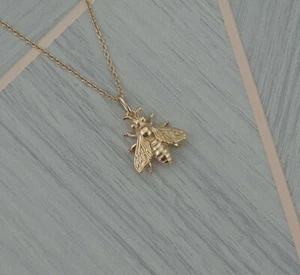 Collar colgante abejorro enchapado en oro rosa de 24 K de plata esterlina 925 de la suerte - Imagen 1 de 1