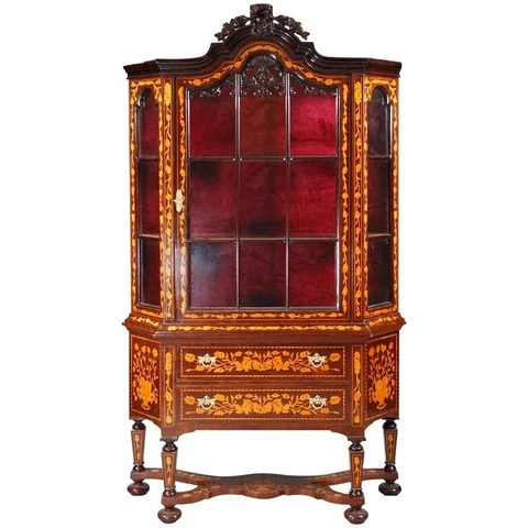 Q' Cabinet with Fine Inlay IN Dutch Baroque Style Mahogany Cover