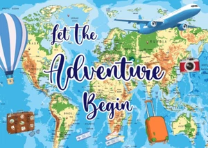 6X4Ft Travel Backdrop around the World Backdrop Adventure Awaits Backdrop Let th - Picture 1 of 12