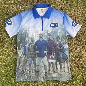 BCF Expert Men’s Fishing Shirt Size S Blue S/S Zip Collar Camping Uniform Staff - Picture 1 of 7