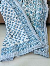 Indian Block printed Cotton quilt handmade Jaipur Floral Quilt Jaipur Razai gift