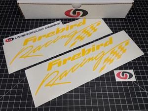 Firebird Racing Script Decals (2pk) Fender Window Stickers Fits Pontiac Trans Am - Picture 1 of 9
